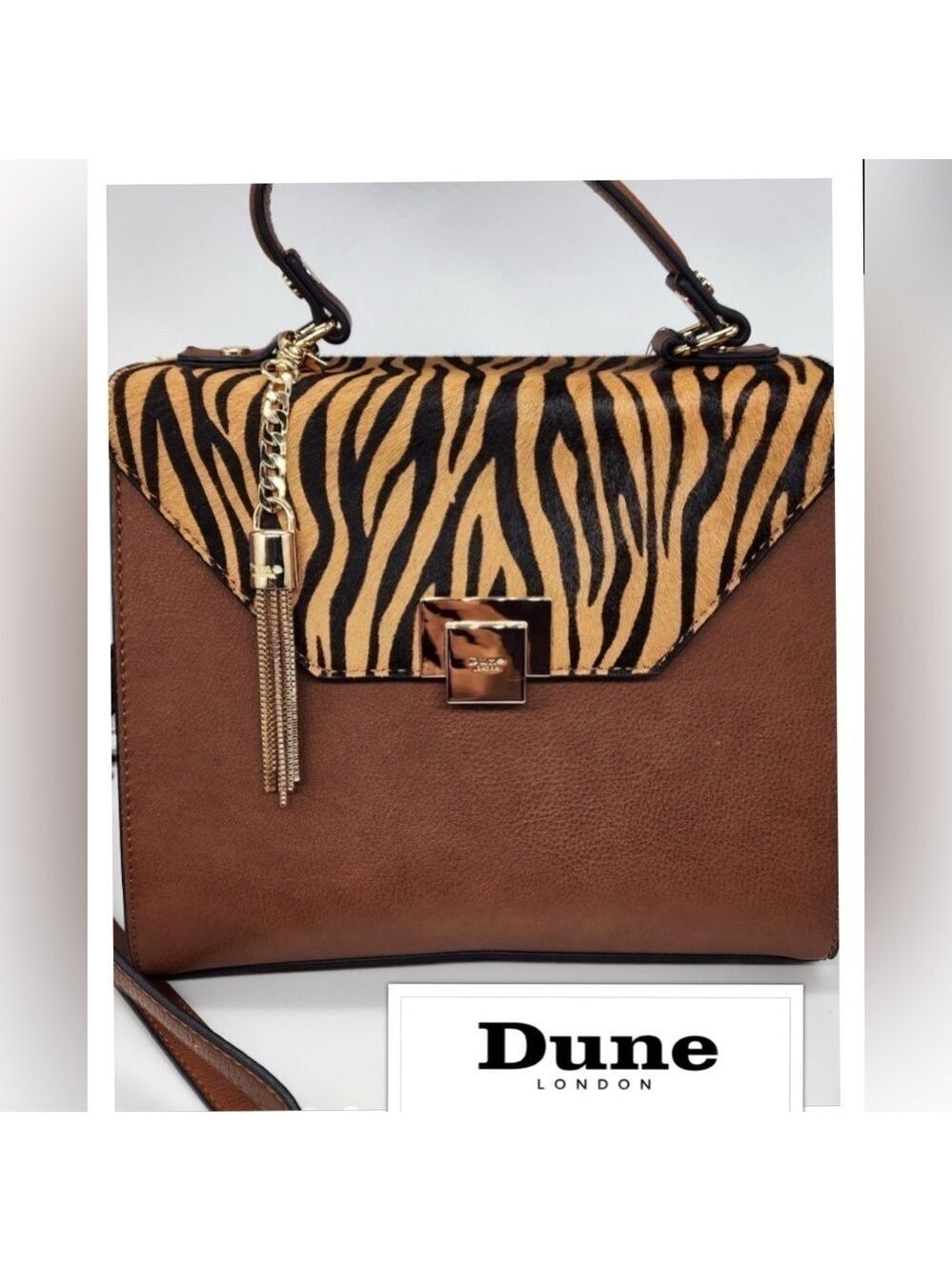 Dune London calf hair Western Chic leather animal print crossbody bag like NEW
